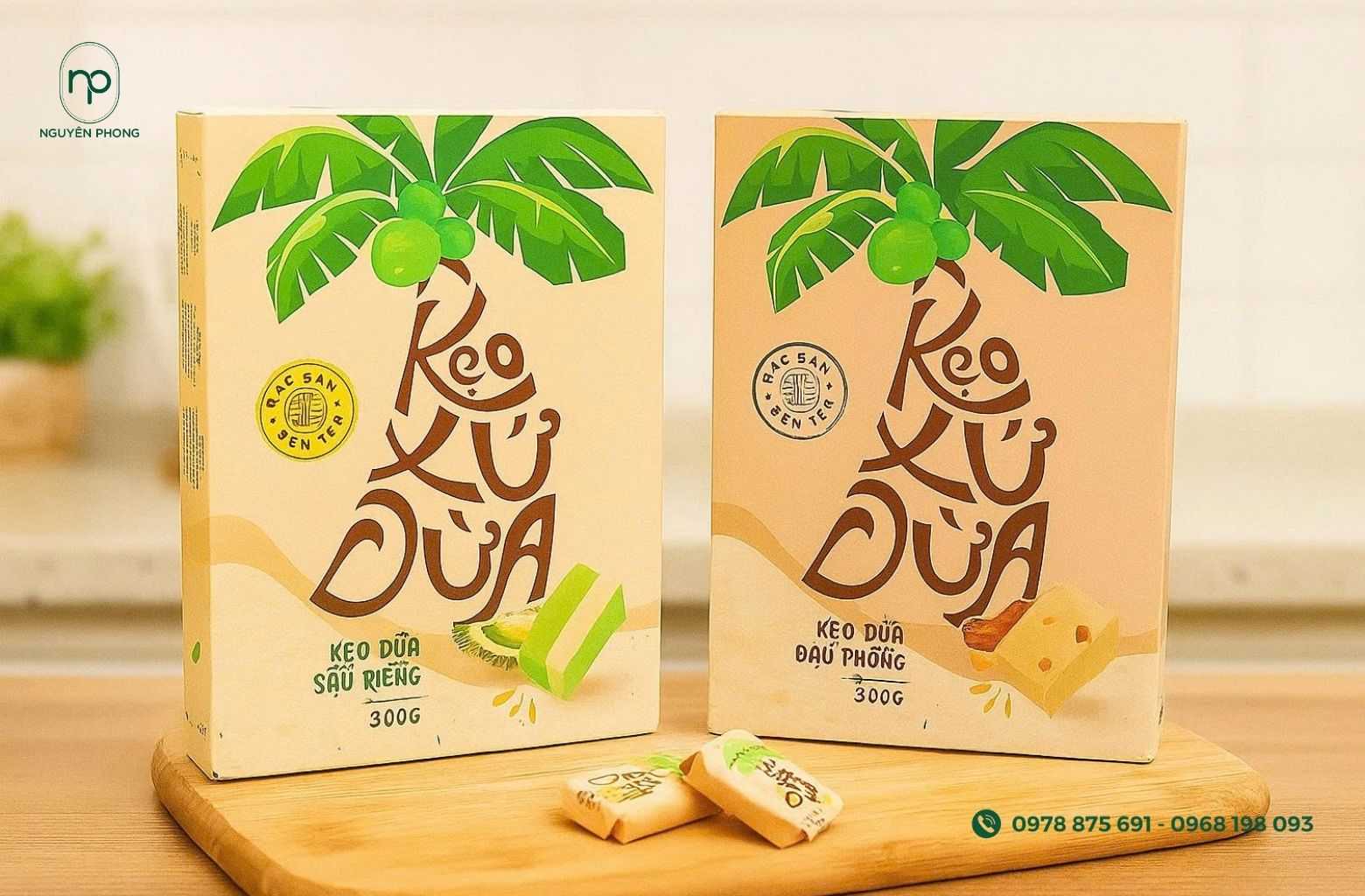 Hộp giấy đựng kẹo dừa thiết kế riêng